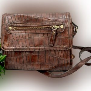 🌺Liz Claiborne Brown Crocodile Print Crossbody Handbag🌸🌺